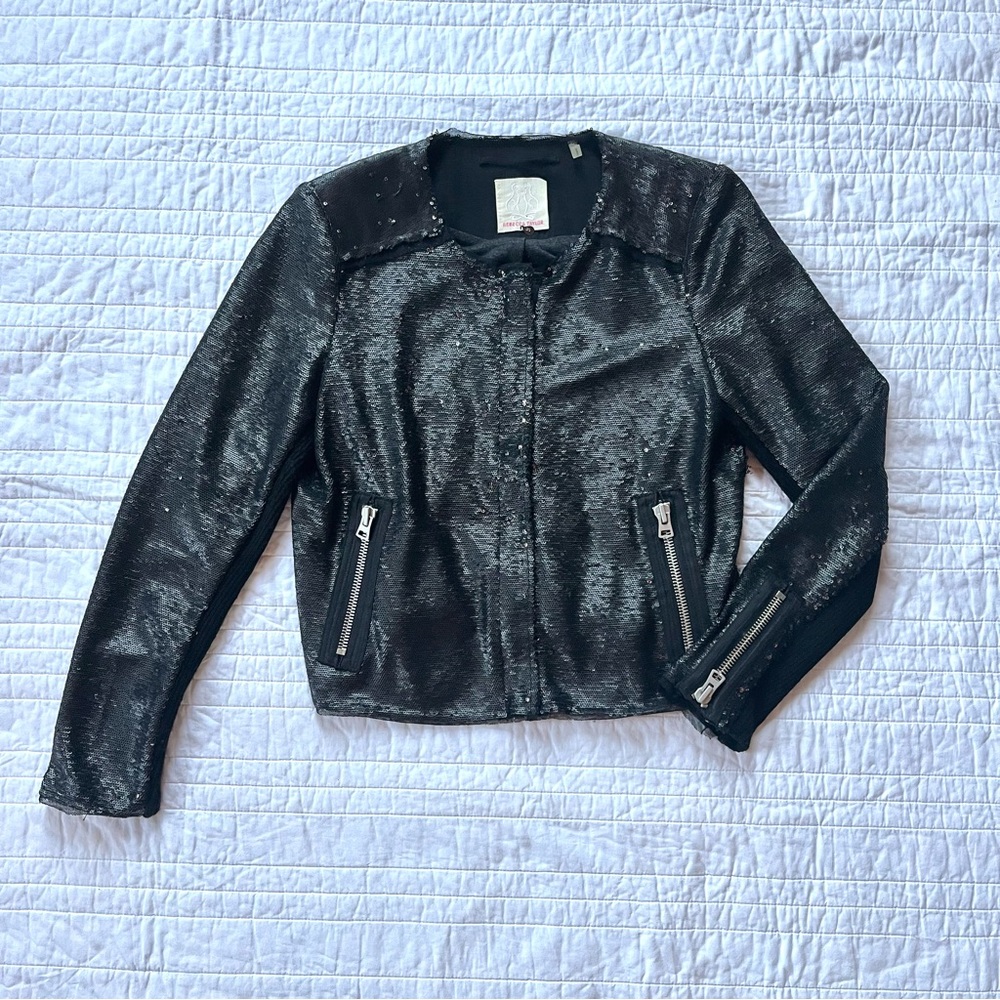 Rebecca Taylor Women’s Black Sequin Moto Jacket
